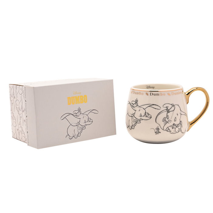 WIDDOP & CO Tasse Disney Dumbo en porcelaine avec détails dorés et illustrations esquisées