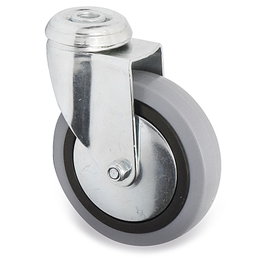 Q&Q Roue pivotante JADE PLUS Ø100 mm avec aro en caoutchouc et trou de passage 10 mm