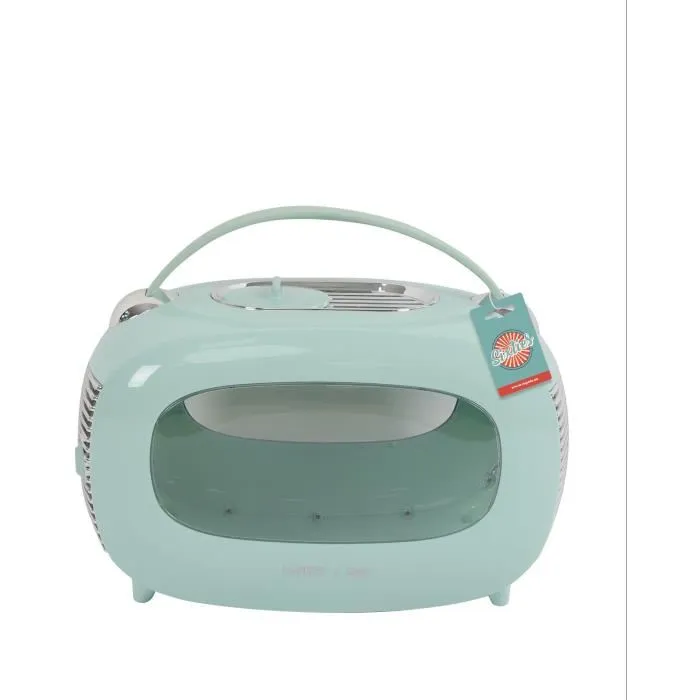 M Pets SIXTIES Classic - Caisse de transport pour chat, chien, petit animal, design rétro, bleue, port main/dos, ouverture arrière, capacité 5 kg