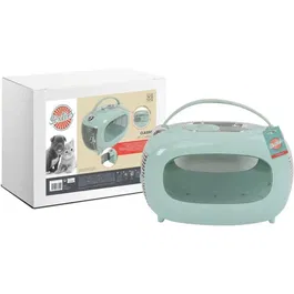 M Pets SIXTIES Classic - Caisse de transport pour chat, chien, petit animal, design rétro, bleue, port main/dos, ouverture arrière, capacité 5 kg