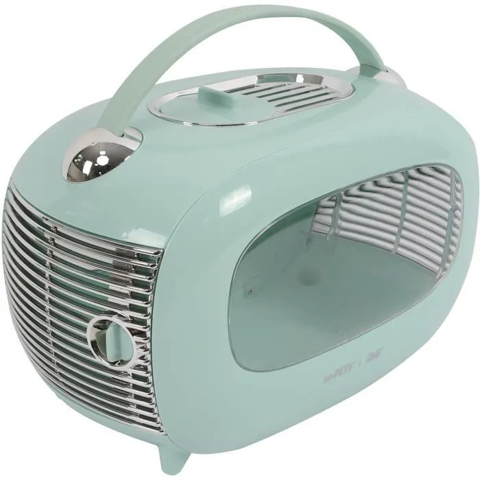 M Pets SIXTIES Classic - Caisse de transport pour chat, chien, petit animal, design rétro, bleue, port main/dos, ouverture arrière, capacité 5 kg