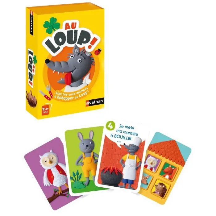 Nathan - Au Loup - Jeu de Cartes pour Enfants - 2 Modes (Compétitif ou Coopératif) - Développe la Stratégie - Cartes Plastifiées - Boîte Compacte