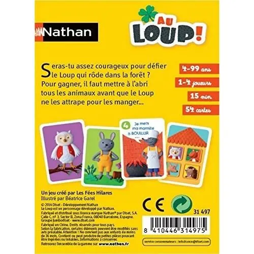 Nathan - Au Loup - Jeu de Cartes pour Enfants - 2 Modes (Compétitif ou Coopératif) - Développe la Stratégie - Cartes Plastifiées - Boîte Compacte