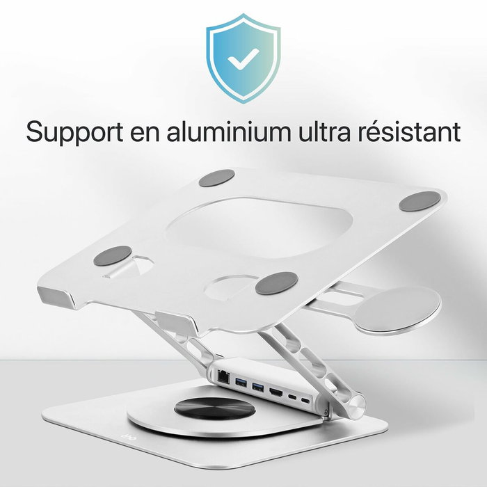Support pour Ordinateur Portable T'NB iClick Métal Moderne Rotation à 360°