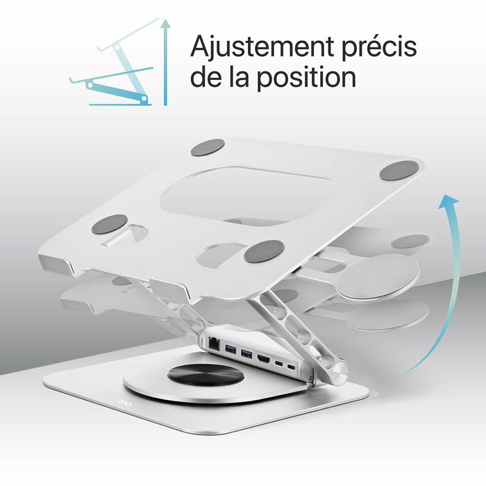 Support pour Ordinateur Portable T'NB iClick Métal Moderne Rotation à 360°