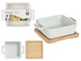 Vessia Bandeja Carrée avec Base Bambou 17.5x13x6 cm Blanc et Naturel (Set de 24)