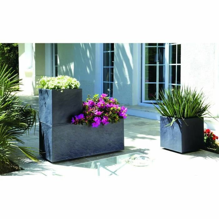 Eda Jardinière Volcania 98 L Décor Pierre Gris Anthracite