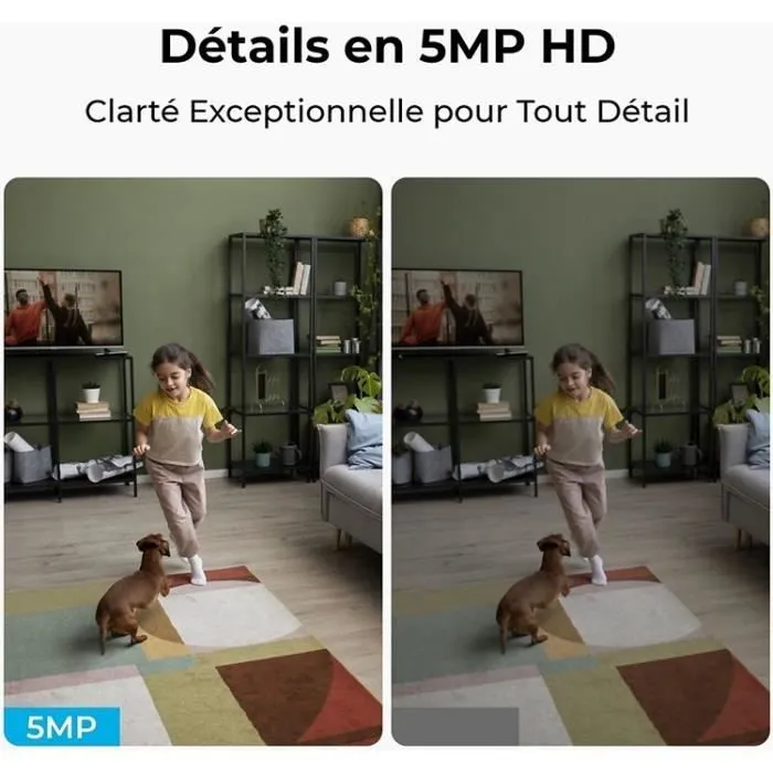 Reolink E340 Caméra de Sécurité Intérieure Blanc - 5MP, Zoom Optique, Vision Nocturne 12m, Détection Intelligente, Audio Bidirectionnel, Compatible Google Assistant