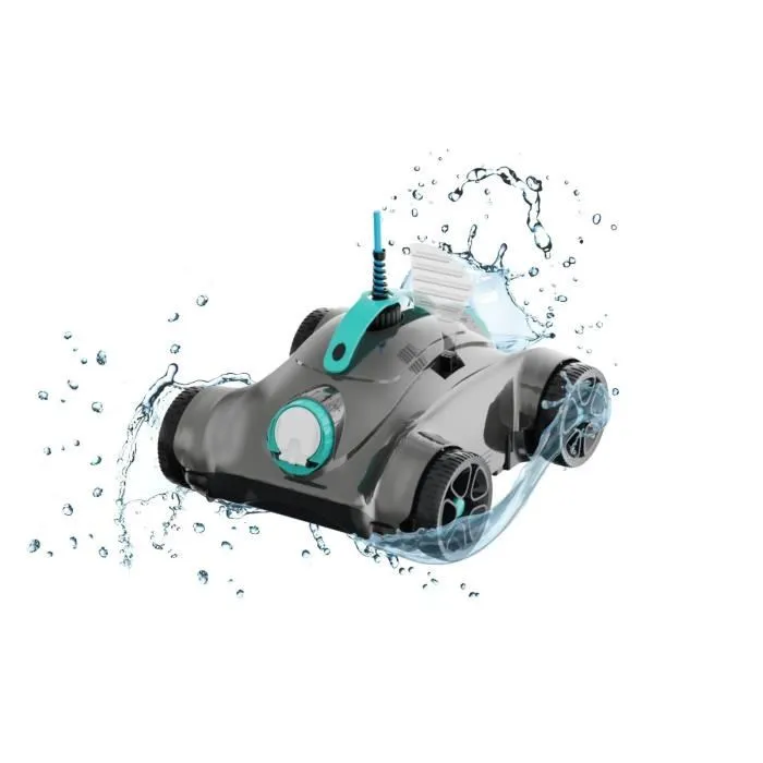 Robopool Moly Robot aspirateur automatique Bestway pour piscine jusqu'à 28 m² et fond incliné à 35°, revêtements variés, gris
