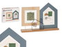 Giftdecor Porte-photos Double Maison en Bois MDF 36x26x6 cm Marron Noir (Set de 6)
