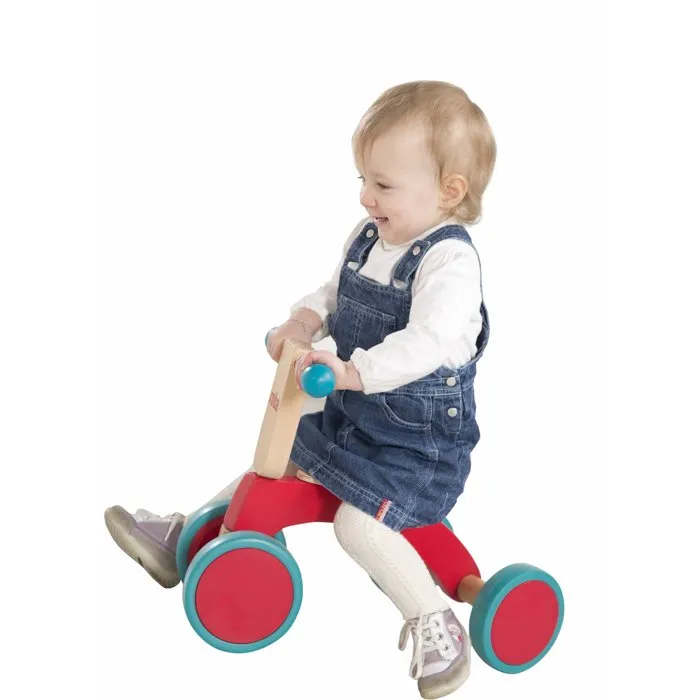 Roba Porteur en Bois Massif pour Enfant Dès 12 Mois - Siège Rembourré avec Roues Avant Directionnelles - Jouet d'Éveil pour Développer Motricité et Équilibre