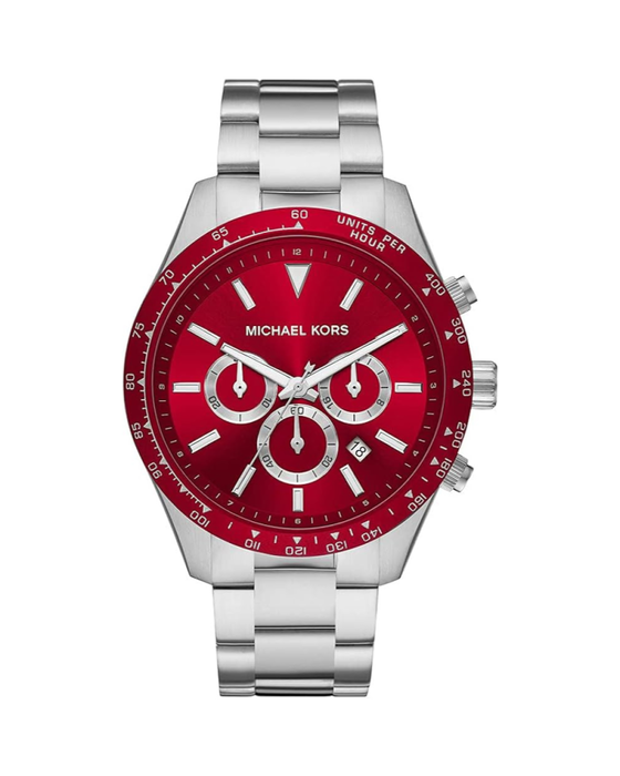 Michael Kors MK8822 - Montre Homme Argentée et Rouge Michael Kors MK8822 - Montre Homme Argentée et Rouge