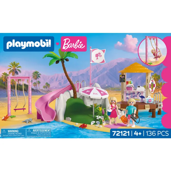 Playmobil Barbie Café de plage Malibu avec toboggans, 136 pièces