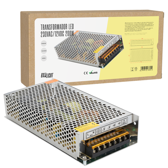 BX3 LIGHT BX3-TRIP25200W17A Transformateur LED 12VDC 200W/17A IP20 Alimentation AC/DC pour Bandeaux LED BX3 LIGHT BX3-TRIP25200W17A Transformateur LED 12VDC 200W/17A IP20 Alimentation AC/DC pour Bandeaux LED
