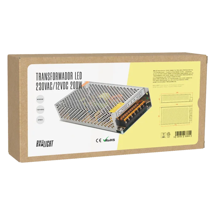 BX3 LIGHT BX3-TRIP25200W17A - Transformateur convertisseur AC/DC 230 VAC/12VDC 200W/17A IP20, source d'alimentation LED