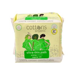 COTTONS Serviettes hygiéniques REGULAR ultrafines avec ailes Organic 14uds.