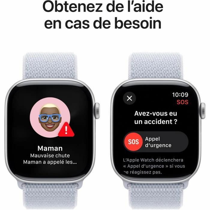 Apple Watch Series 10 46mm GPS Boîtier Aluminium Argenté Bracelet Sport Loop Bleu Nuage