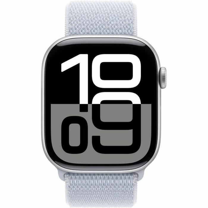Apple Watch Series 10 46mm GPS Boîtier Aluminium Argenté Bracelet Sport Loop Bleu Nuage
