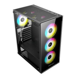 Keep Out XC-210 Glass Boîtier PC Gaming ATX Micro-ATX ITX Noir Acier Verre Trempé 4 Ventilateurs ARGB