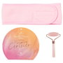 Cosmetic Club Coffret Soin Visage avec Masseur en Jade Rose et Fleur de Cerisier