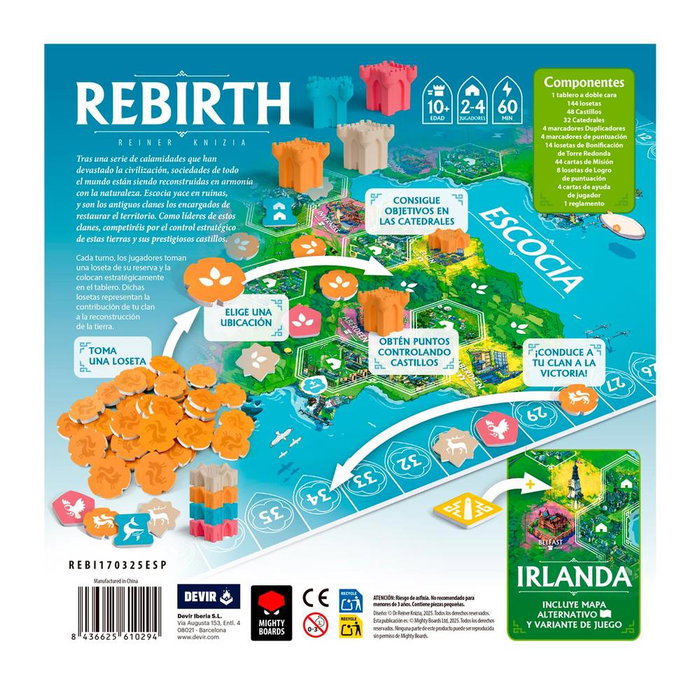 Devir Jeu de société Rebirth – Stratégie et contrôle territorial par Reiner Knizia – 2 à 4 joueurs – 30 minutes