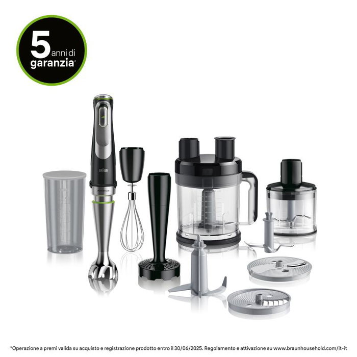 Braun MQ9187XLI - Mixeur plongeant Multiquick 1200 W Noir - Puissant pour soupes, smoothies et plus