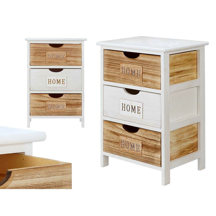 Gift Decor Caisson à Tiroirs Home Blanc Marron