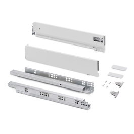 Emuca Kit tiroir extérieur Vertex, hauteur 93mm, profondeur 500mm, réglage 3D, blanc