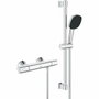 Grohe Ensemble de douche Precision Trend avec mitigeur thermostatique, pommeau 3 jets et barre 60 cm, Chrome