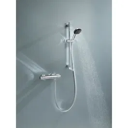 GROHE 34237003 - Ensemble de douche thermostatique Precision Trend, mitigeur, pommeau 3 jets Vitalio Comfort 110, barre 60 cm et flexible - Chromé