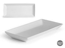 VESSIA Bandeja Rectangular en Porcelaine Blanche 36cm