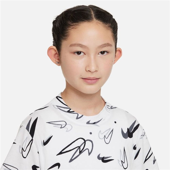 T shirt à manches courtes Enfant Nike Boxy Swooshfetti Blanc M