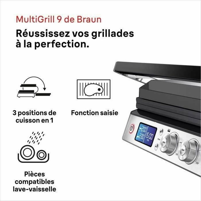 Braun Multi Grill 9 - Grill multifonctions 2000 W - Noir et acier Braun Multi Grill 9 - Grill multifonctions 2000 W - Noir et acier