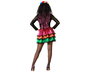 Déguisement femme adulte Vestido Noir avec motif de crâne et volants multicolores - Taille XS-S