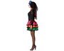 Déguisement femme adulte Vestido Noir avec motif de crâne et volants multicolores - Taille XS-S