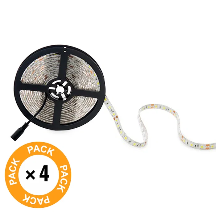 Pack 4 Tiras LED SMD5050 72W 4200Lm 6000K 12VDC IP65 x5M