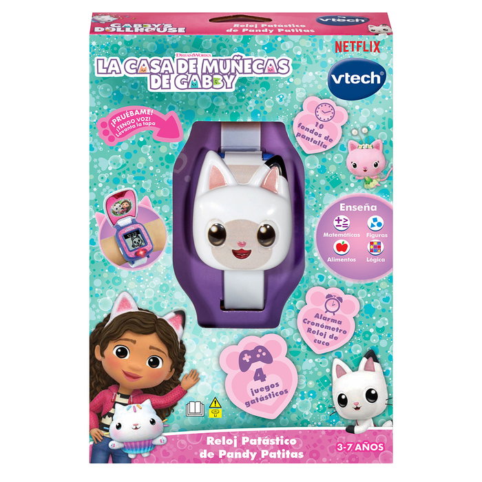 VTech - Montre interactive éducative Pandy Patitas - La Maison des Poupées de Gabby - Apprentissage de l'heure, chronomètre, alarme - Réf. 80,561822 - Pour enfants 2 ans et plus VTech - Montre interactive éducative Pandy Patitas - La Maison des Poupées de Gabby - Apprentissage de l'heure, chronomètre, alarme - Réf. 80,561822 - Pour enfants 2 ans et plus