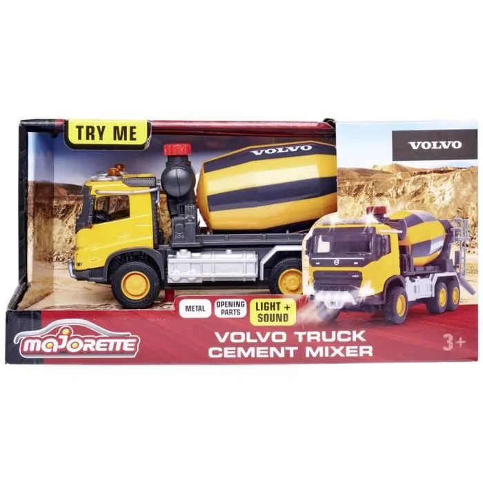 Majorette - Camion toupie à béton Volvo 1/43 (19 cm) avec sons et lumières, phares translucides et parties mobiles - Véhicule de chantier pour enfants dès 3 ans Majorette - Camion toupie à béton Volvo 1/43 (19 cm) avec sons et lumières, phares translucides et parties mobiles - Véhicule de chantier pour enfants dès 3 ans