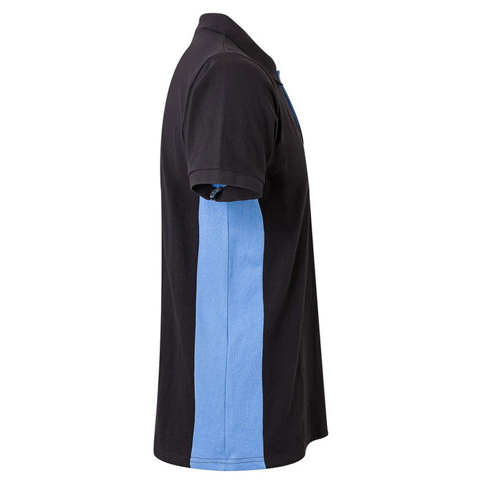 VELILLA Polo 105504 - Polo de travail manches courtes bicolore en piqué - Noir et Bleu Ciel - Taille L - 60% Coton 40% Polyester