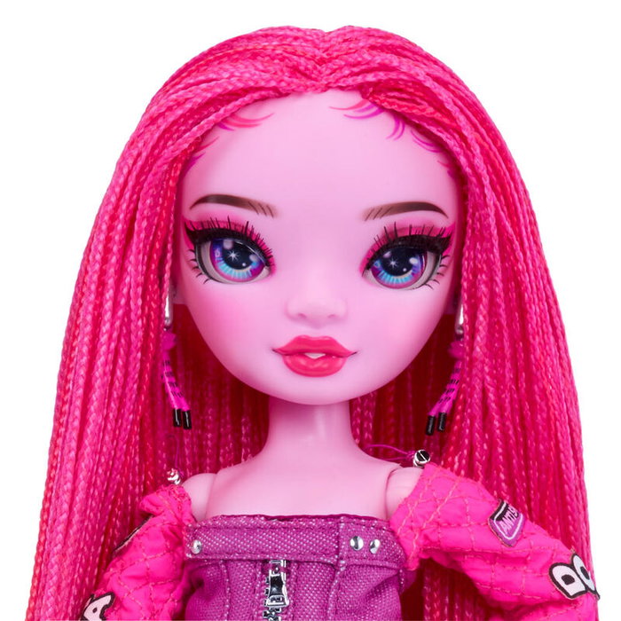 MGA Rainbow High Pink Shadow, Poupée articulée de 26 cm avec accessoires de mode