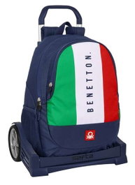 Safta Benetton Flag Moch 665+carro evolution, Sac à dos avec roulettes pour enfant, 32 x 44 x 16 cm