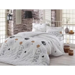 Parure de lit King - Housse de couette 240 x 220 cm + 2 taies d'oreiller 60 x 60 cm - 65% coton, 35% polyester - Blanc - 120 fils