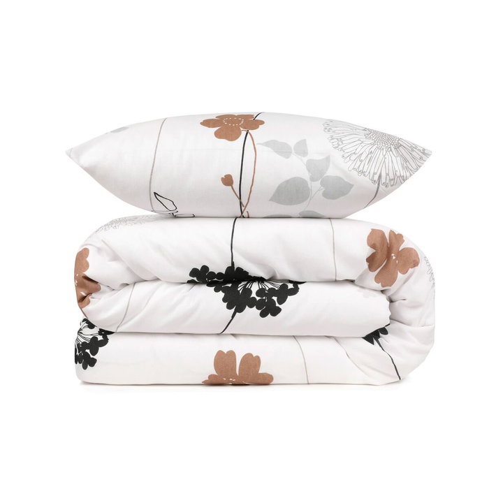 BigBuy Home Parure de couette 3 pièces Blanc-Gris-Noir-Brun (220 x 240 cm)
