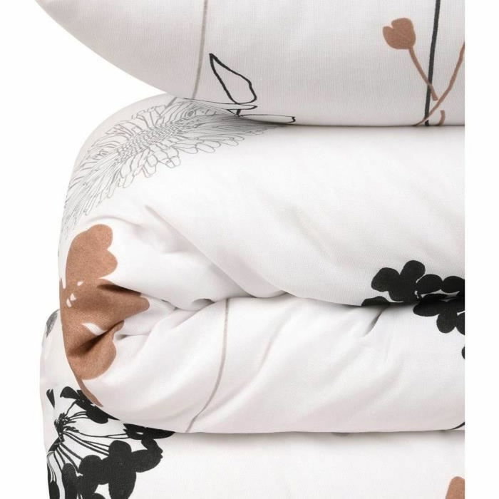BigBuy Home Parure de couette 3 pièces Blanc-Gris-Noir-Brun (220 x 240 cm)