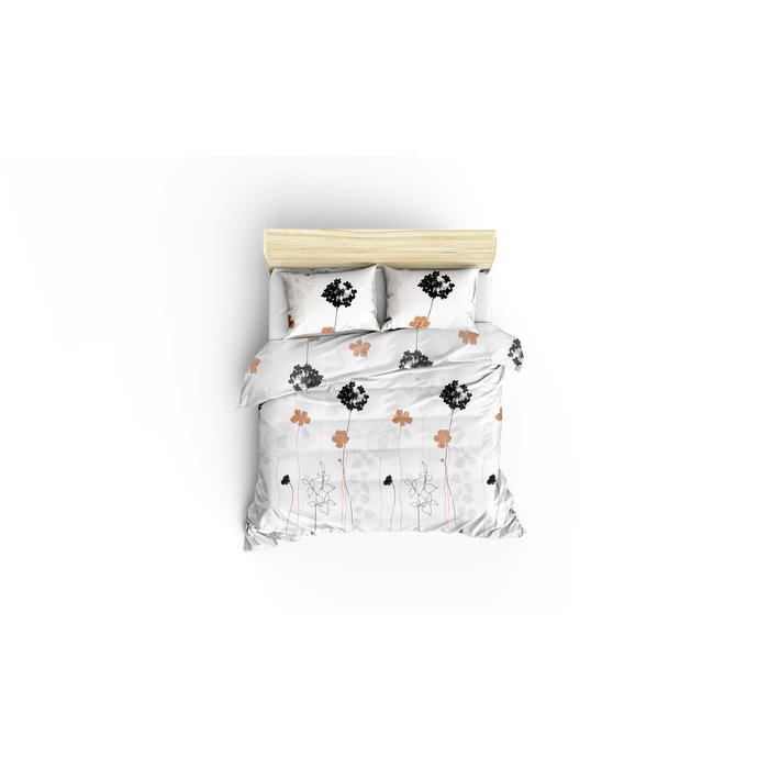 BigBuy Home Parure de couette 3 pièces Blanc-Gris-Noir-Brun (220 x 240 cm)