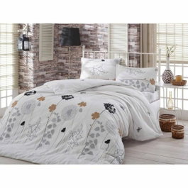 BigBuy Home Parure de couette 3 pièces Blanc-Gris-Noir-Brun (220 x 240 cm)