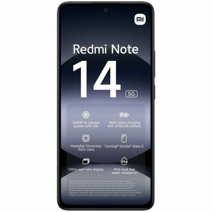 Smartphone Xiaomi Redmi Note 14 5G 6,67" Octa Core Mediatek Dimensity 7025 8 GB RAM 256 GB Noir