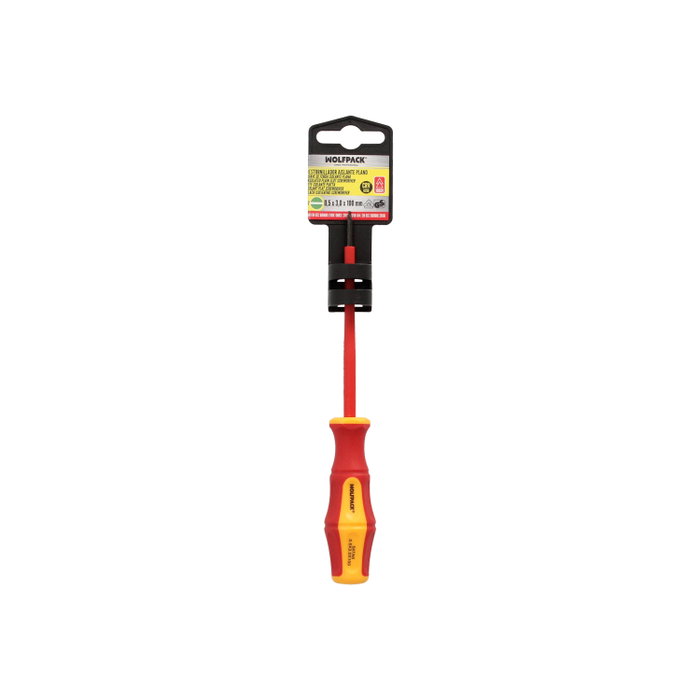 WOLFPACK LINEA PROFESIONAL Tournevis Plat Isolé VDE 1 000 V 0,5 x Ø 3,0 x 100 mm