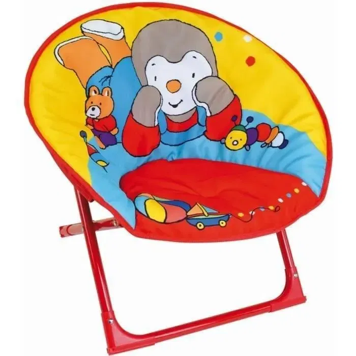 Fun House - Fauteuil pliable enfant T'Choupi, Structure métal, Polyester lavable, A partir de 24 mois, Dimensions 47x54x45 cm