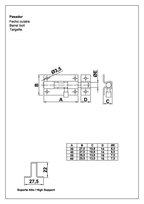 AMIG Pasador 390 40x28mm Niquelado AMIG Pasador 390 40x28mm Niquelado